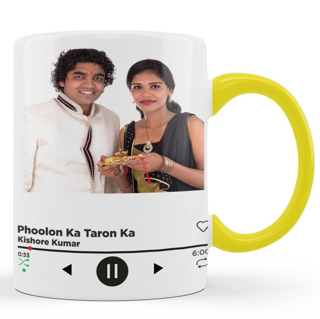 Personalised Mugs | Spotify | Raksha Bandhan for Your Brother or Sister Customised Gift Mug | Phoolon Ka Taron Ka | 325 Ml. 
